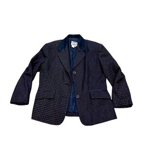 Vintage Houndstooth Blazer 90’s Oversized Shoulder pads built in Wool Blend L